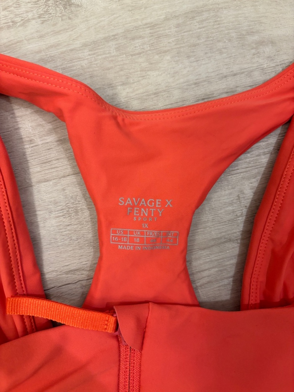 Savage X Fenty Bright Orange Front-Zip Racerback Sports Bra - Picture 2 of 3